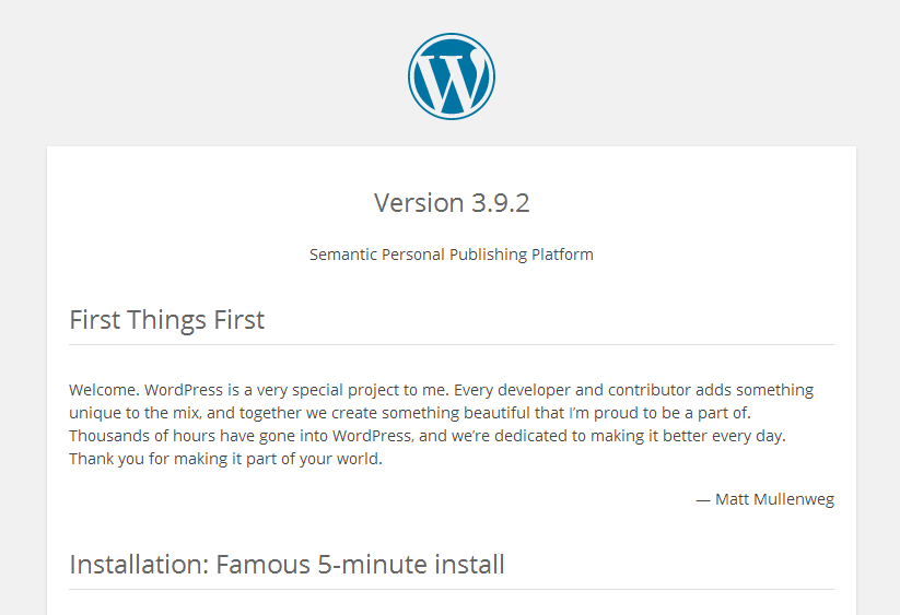 WordPress › ReadMe shows the WordPress Version number